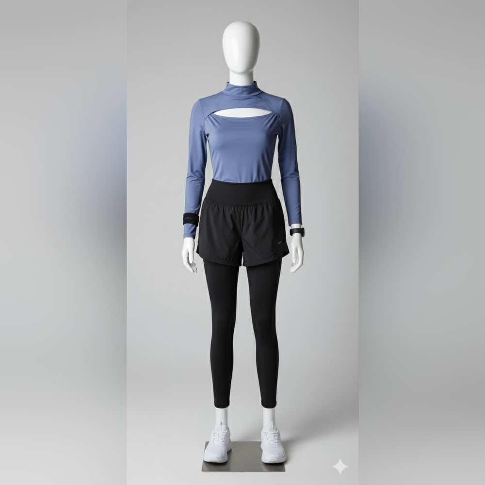 Under Armour Women's Blue Rush Mock Neck Longsleeves Crop Top